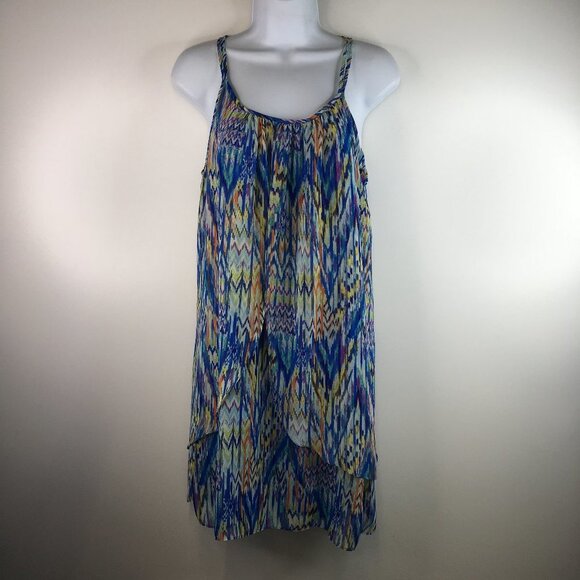 Bisou Bisou Sleeveless Multicolor Lined Overlay Dress Size 4 - Picture 1 of 10